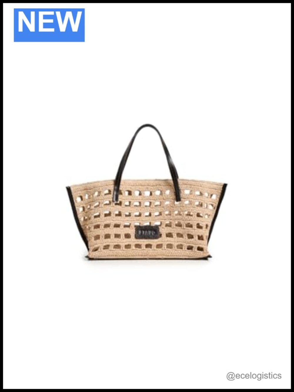 Staud Christos Mini Tote Raffia Crochet Leather Trim Detachable Pouch Handbag